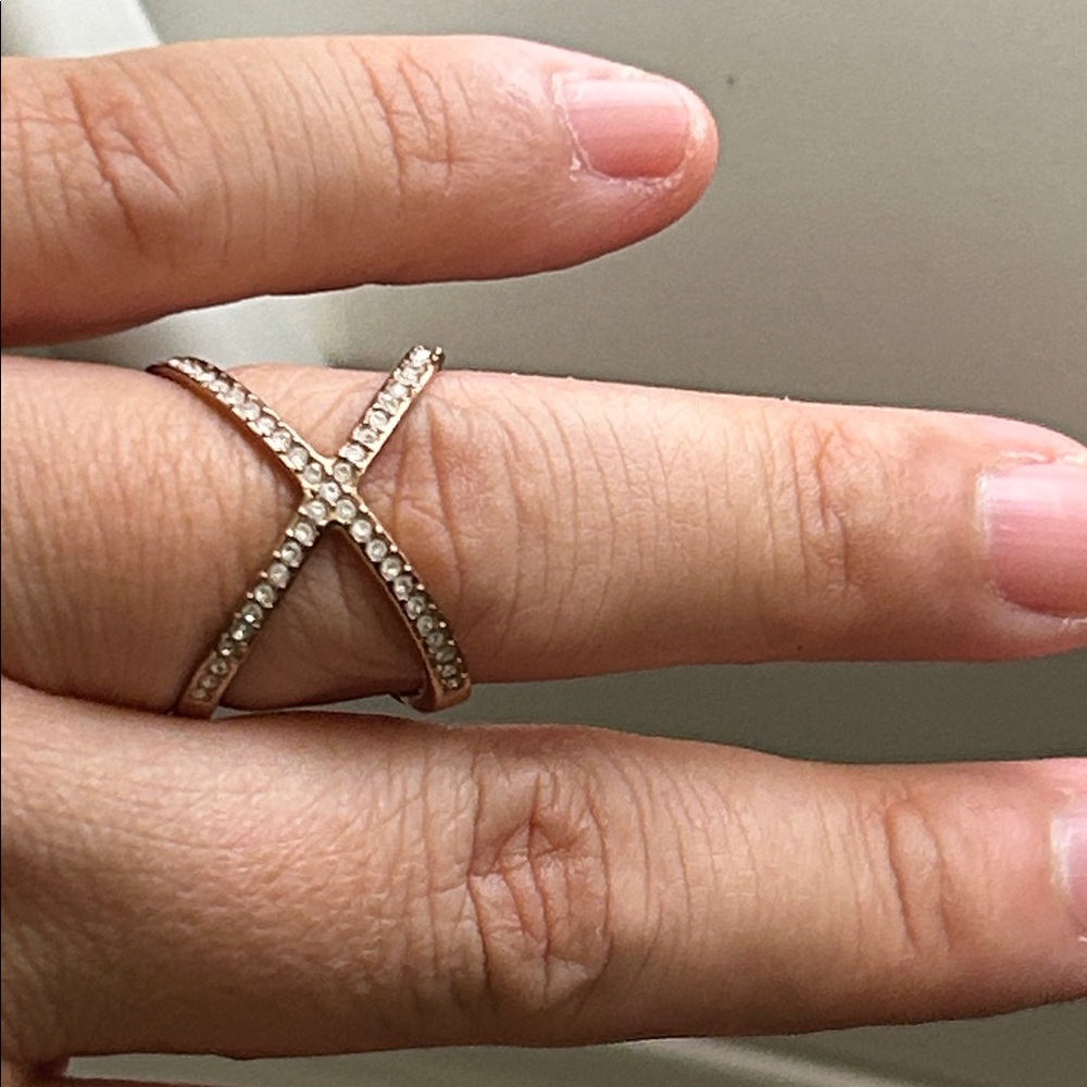 Michael Kors Gold X-Band Ring with Crystals